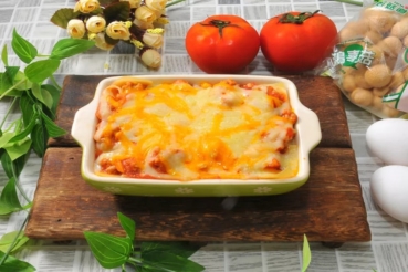 番茄泥菇菇焗烤千層麵